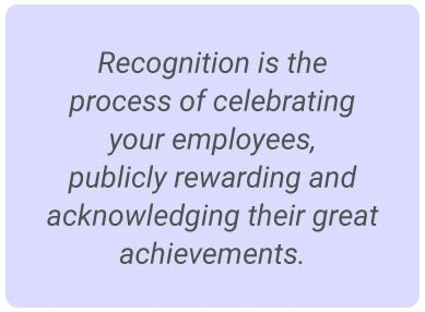 image with text - Recognition is the process of celebrating your employees, publicly rewarding and acknowledging their great achievements.