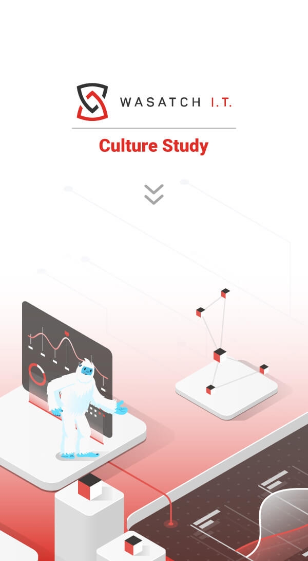 Illustration of Carl the yeti pointing to a screen with graphs and data.