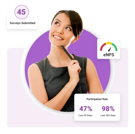 Image of an employee participating in their company employee engagement software.