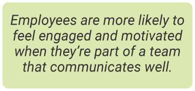 Employees are more likely to feel engaged and motivated when they’re part of a team that communicates well.