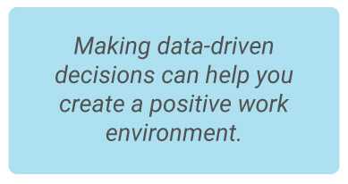 image with text - Making data-driven decisions can help you create a positive work environment.