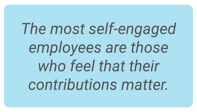image with text - The most self-engaged employees are those who feel that their contributions matter.
