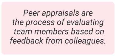 image with text - Peer appraisals are the process of evaluating team members based on feedback from colleagues.