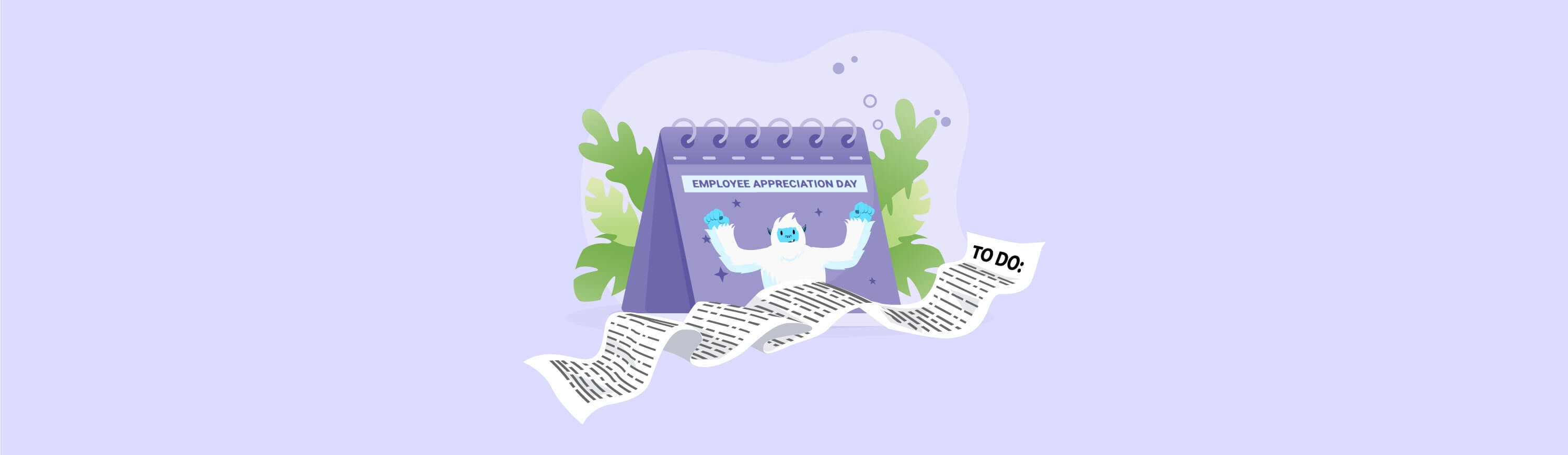 Illustration of Carl the yeti cheering on a calender celebrating employee appreciation day.