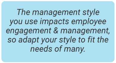 image with text - The management style you use will dramatically impact daily employee management. Although there’s no wrong or right, be sure your style is adapted to meet the needs of the many.
