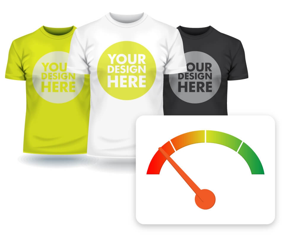 Image of t-shirts with "Your design here" text