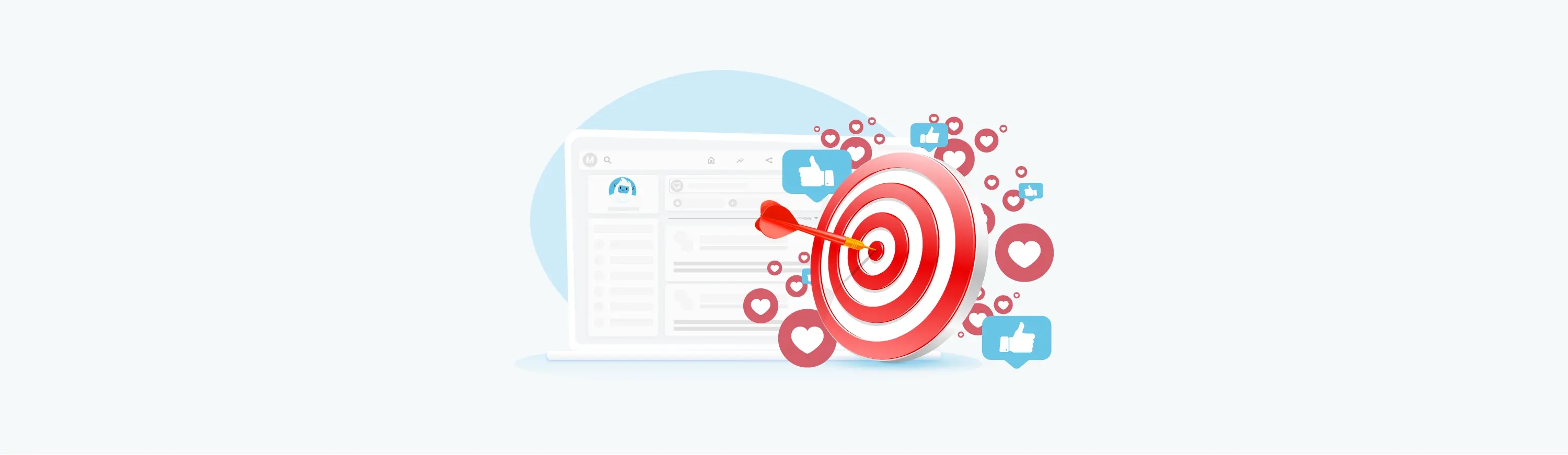 Image of the a dart gettings a bullseye on a target with a laptop showing Motivosity in the background