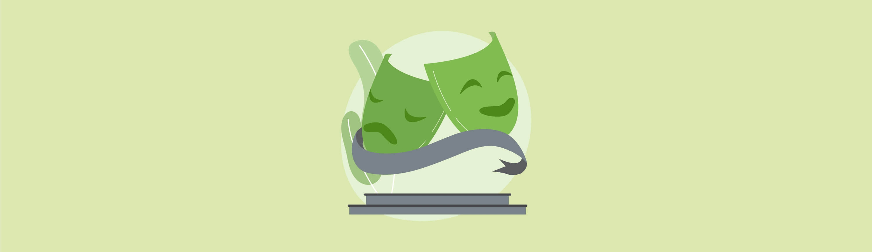 Illustration of a happy and sad theater mask.