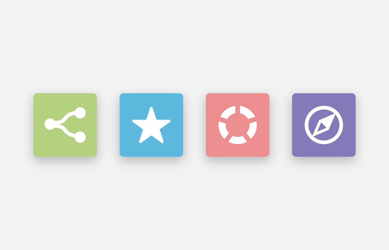 Illustration of icons for our four products: Connect, Recognize, Lead, and Listen.