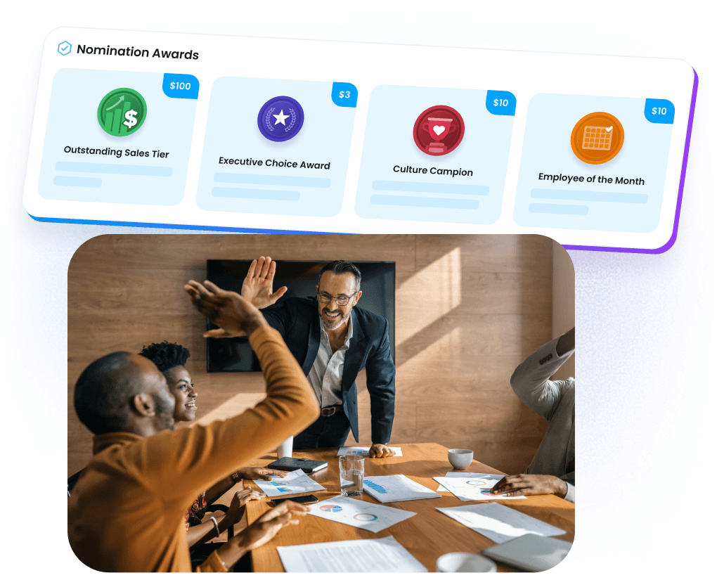 Motivosity Reward Accounts dashboard for managing multiple spot bonus and recognition programs in one platform.