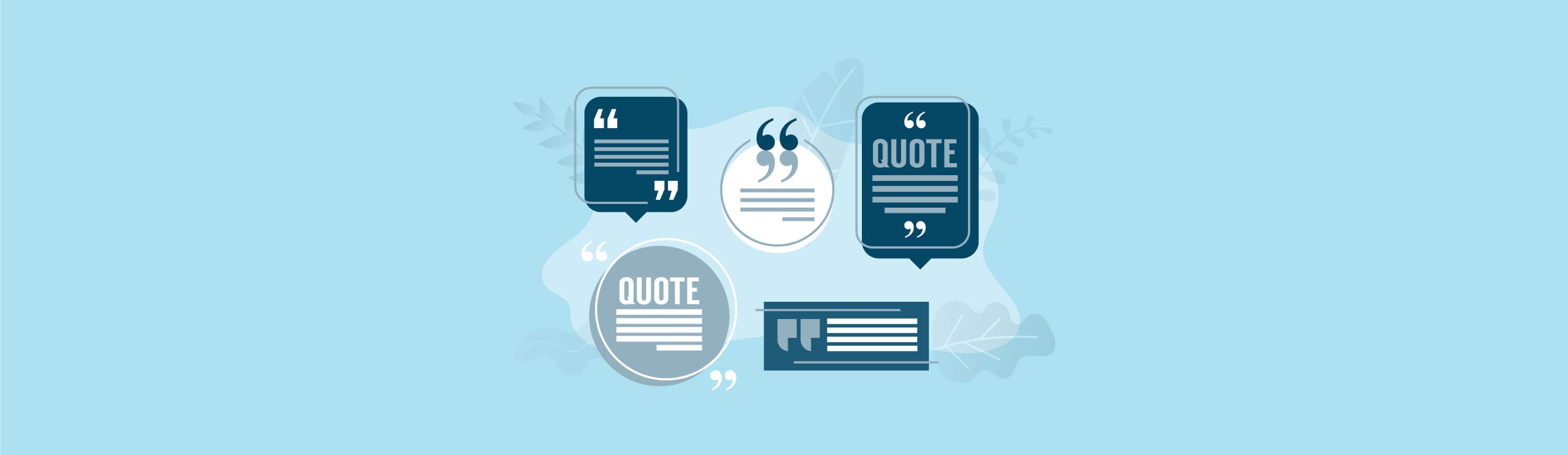 Illustration of chatboxes with "quote" written in them