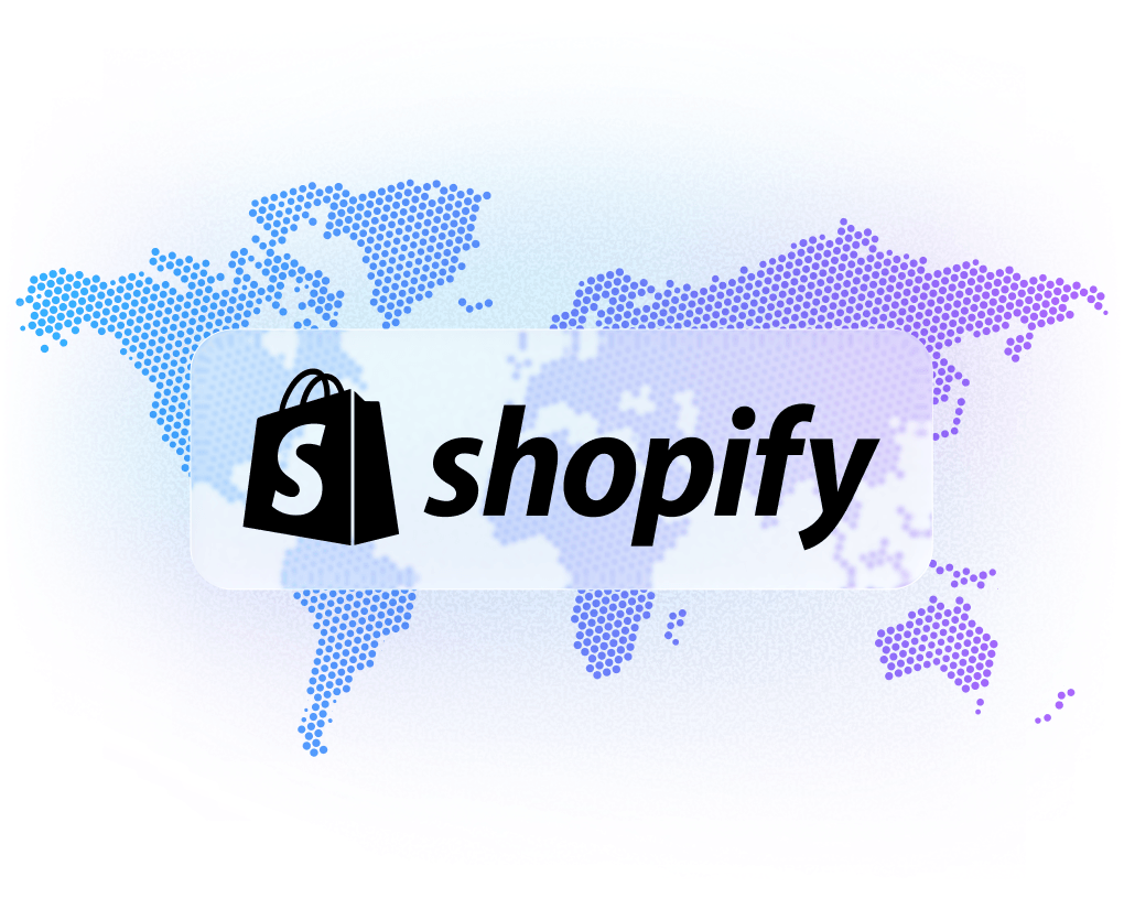 Global map showing worldwide fulfillment options and Shopify store connectors in Motivosity for employee rewards.