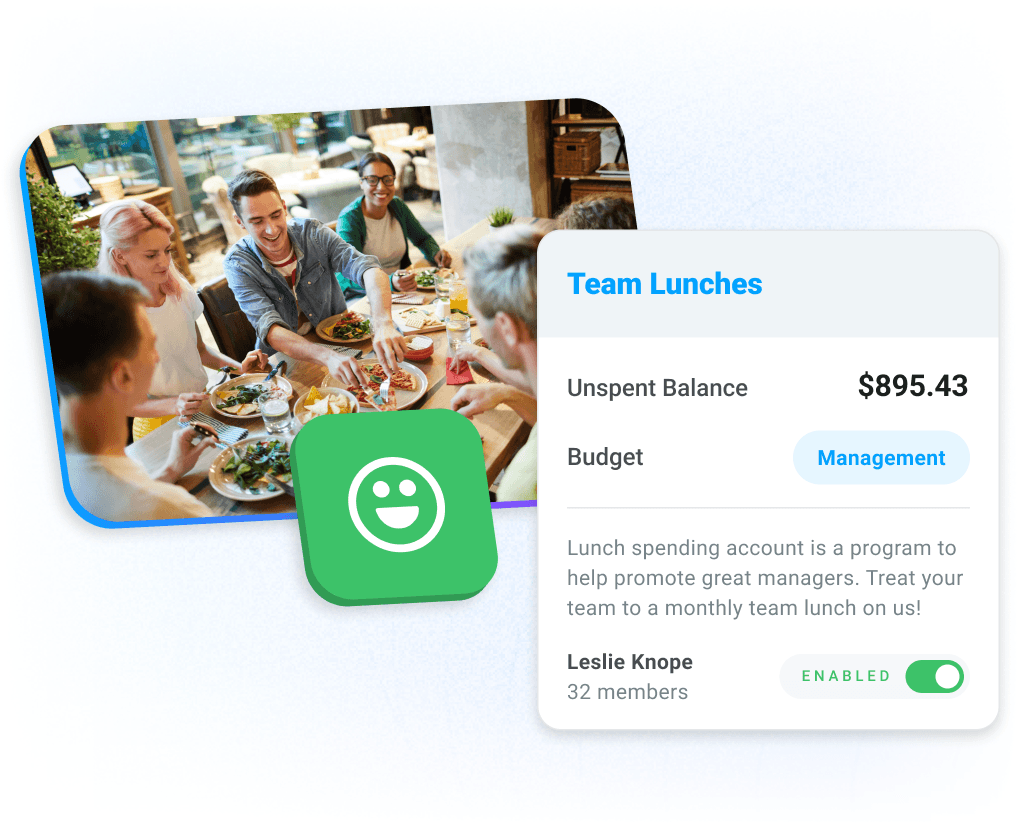 Manager stipend in Motivosity used to fund team lunches, events, and activities through Lifestyle Spending Accounts.